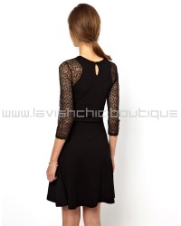 Vienna Lace Jersey Dress with Full Skirt